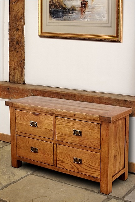 Brooklyn Reclaimed Oak Chest Of Drawers Long 4 Drawer - Click Image to Close